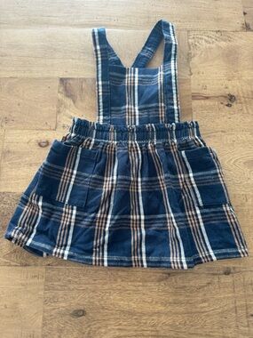 Wonder nation Plaid Navy and Tan Suspender Skirt for Kids size 12 months